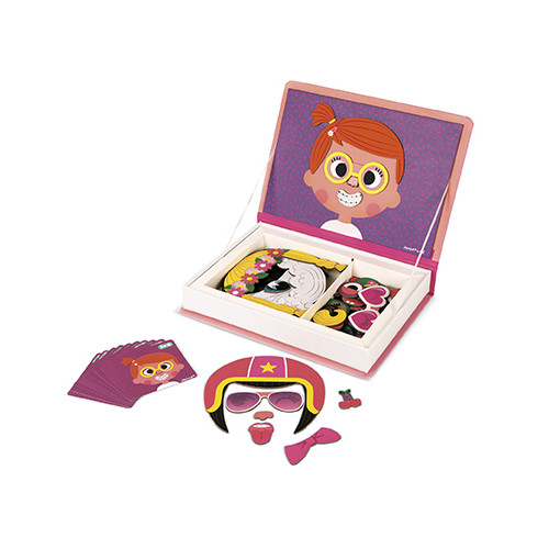 Magnéti'book Crazy Faces fille, 55 magnets, magnétique, personnages, visages, pour enfant à partir de 3 ans JANOD