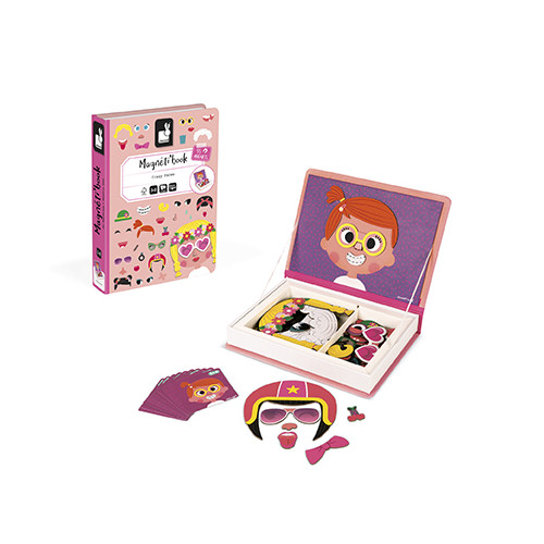 Magnéti'book Crazy Faces fille, 55 magnets, magnétique, personnages, visages, pour enfant à partir de 3 ans JANOD