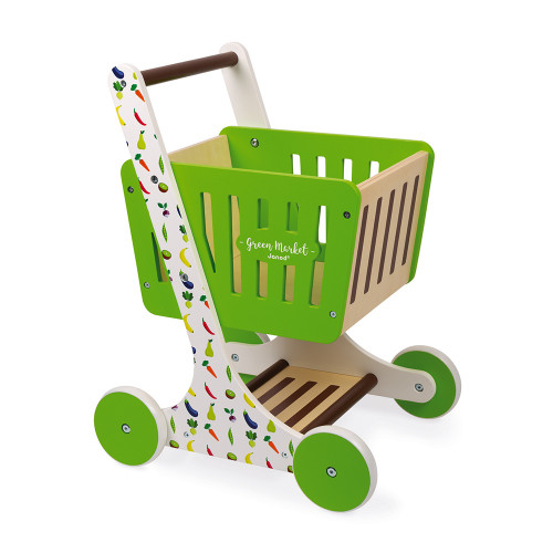 wooden toy shopping trolley