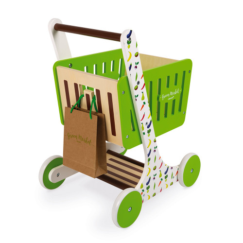 wooden toy shopping trolley