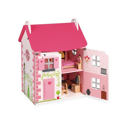 Maison De Poupée, Jouets De Fille Rose Avec Meubles Pour La Maison