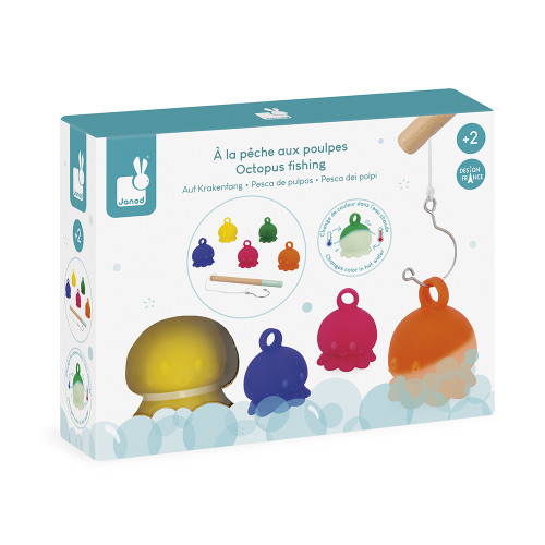 Jeu de pêche à la ligne poulpe, jeu de bain pour enfant dès 2 ans, JANOD