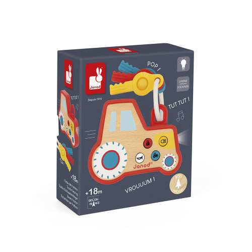 Porte clés tracteur avec clés pop-it pour enfant dès 18 mois, coloré, JANOD