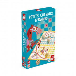 Jeux de dames et de petits chevaux carrousel (bois et carton)