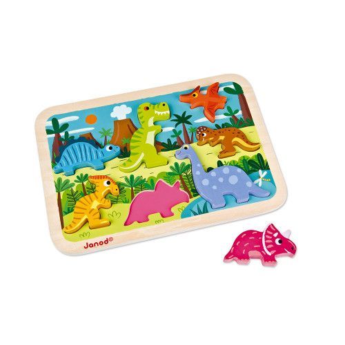 Puzzle dinosaure, lot de 4 - 6 à 16 pièces, pour enfant 2 ans - JANOD