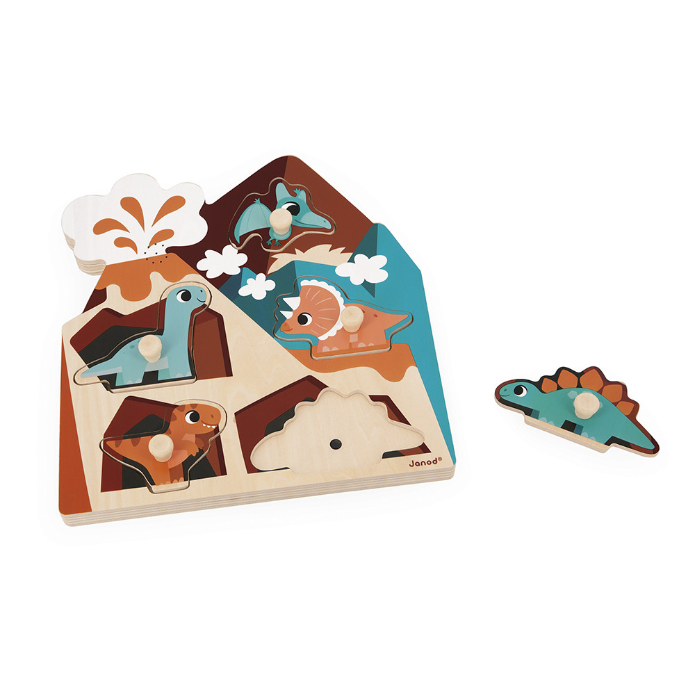 Dino Themed Puzzle Lacing For Interactive Play Reference: 5 Piece Dino Sound Puzzle Toddler Wooden Puzzles Janod