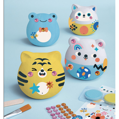 Kit créatif 4 figurines en plâtre à décorer, loisir créatif pour enfant dès 6 ans JANOD