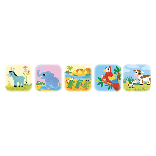 Lampe sonore  projection d'image pour enfant dès 3 ans, 1 histoires, 4 comptines , 8 sons, Version italienne thème animaux JANOD