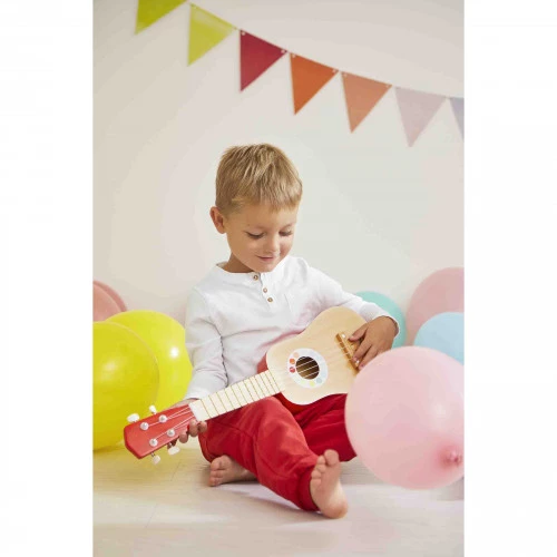 Youkoulélé Confetti en bois, ukulélé, imitation instrument de musique, éveil sonore musical, guitare, pour enfant dès 12 mois JA