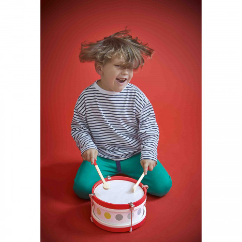 Tambour Confetti en bois, éveil sonore musical, imitation instrument de musique, pour enfant à partir de 2 ans JANOD