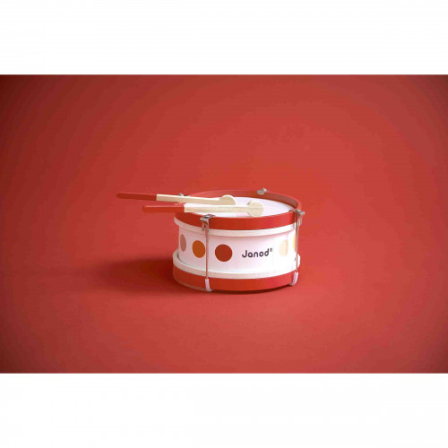 Tambour Confetti en bois, éveil sonore musical, imitation instrument de musique, pour enfant à partir de 2 ans JANOD