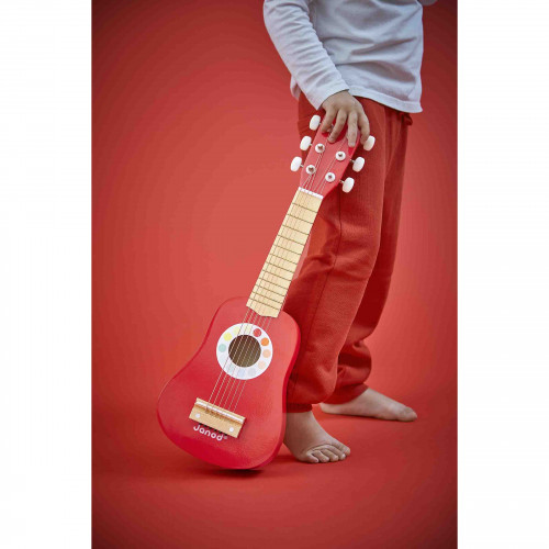 Ma Première Guitare Confetti en bois instrument musique rouge enfant à partir de 3 ans