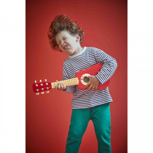Ma Première Guitare Confetti en bois instrument musique rouge enfant à partir de 3 ans