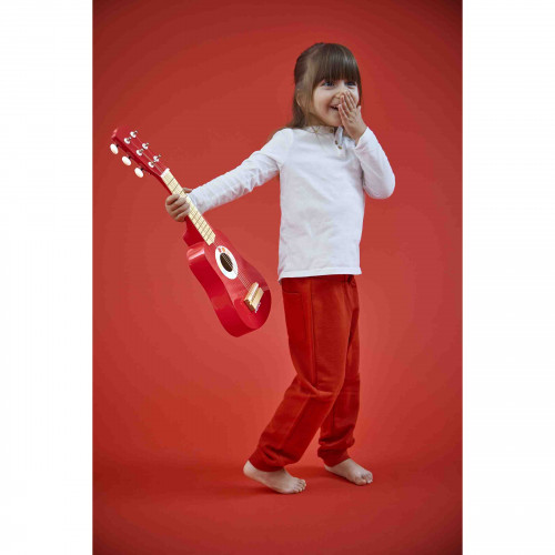 Ma Première Guitare Confetti en bois instrument musique rouge enfant à partir de 3 ans