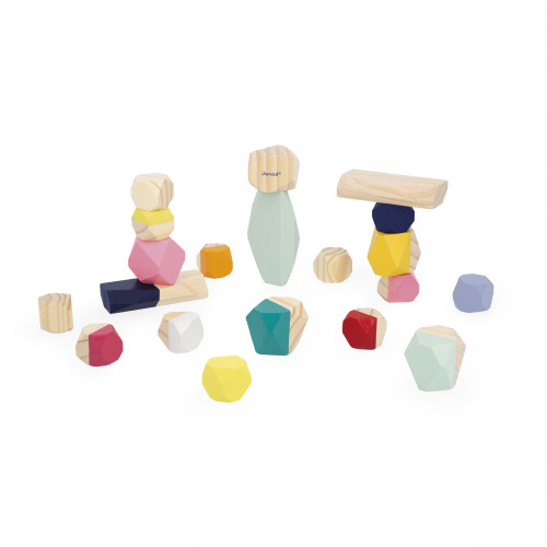 Pierres à empiler sweet cocoon en bois, éveil motricité, logique, design, pour enfant à partir de 2 ans JANOD