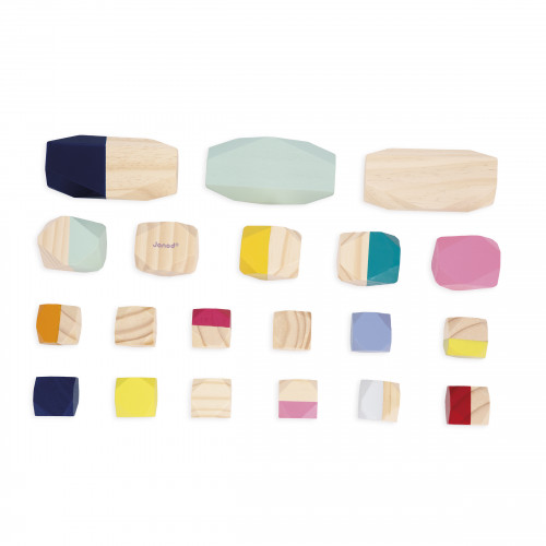 Pierres à empiler sweet cocoon en bois, éveil motricité, logique, design, pour enfant à partir de 2 ans JANOD