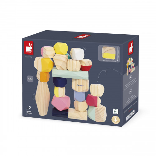 Pierres à empiler sweet cocoon en bois, éveil motricité, logique, design, pour enfant à partir de 2 ans JANOD