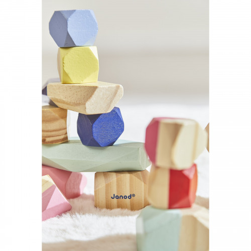 Pierres à empiler sweet cocoon en bois, éveil motricité, logique, design, pour enfant à partir de 2 ans JANOD