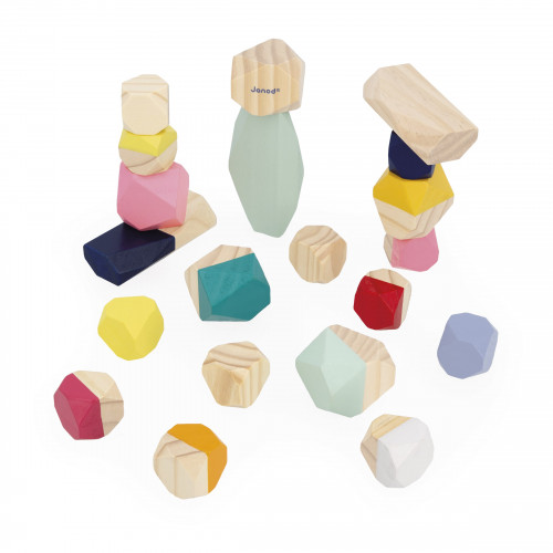 Pierres à empiler sweet cocoon en bois, éveil motricité, logique, design, pour enfant à partir de 2 ans JANOD