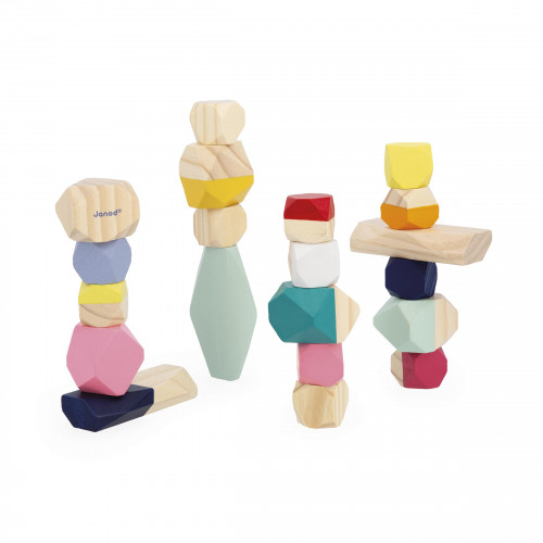 Pierres à empiler sweet cocoon en bois, éveil motricité, logique, design, pour enfant à partir de 2 ans JANOD