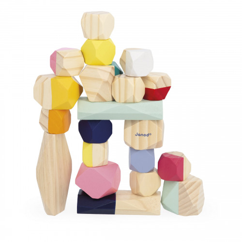 Pierres à empiler sweet cocoon en bois, éveil motricité, logique, design, pour enfant à partir de 2 ans JANOD