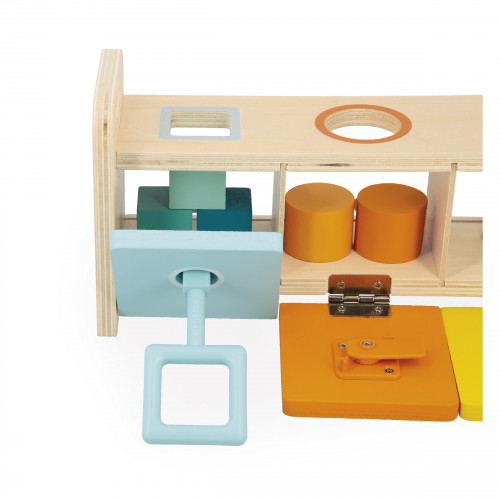 La Boite à Clefs - Essentiel en bois, éveil motricité logique, couleurs, manipulation, pour enfant à partir de 18 mois JANOD