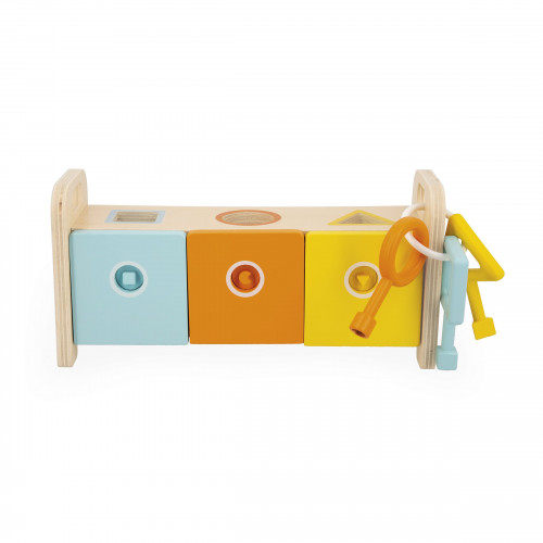 La Boite à Clefs - Essentiel en bois, éveil motricité logique, couleurs, manipulation, pour enfant à partir de 18 mois JANOD