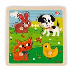Tactile Puzzle My First Animals 4 pieces (wood)