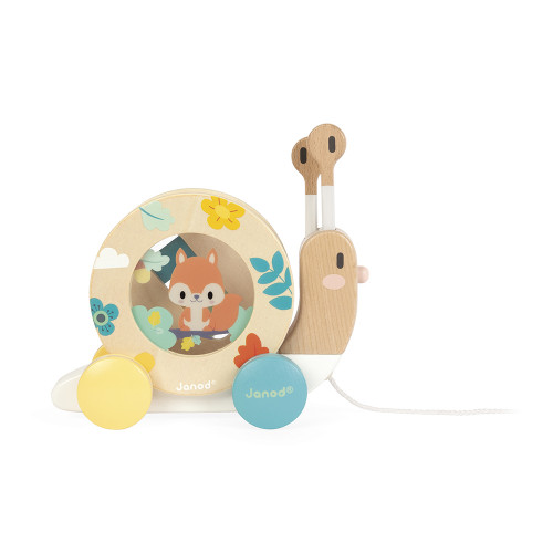 Escargot à Promener Pure en bois, jouet à tirer, éveil musical sonore, motricité, enfant à partir de 12 mois JANOD