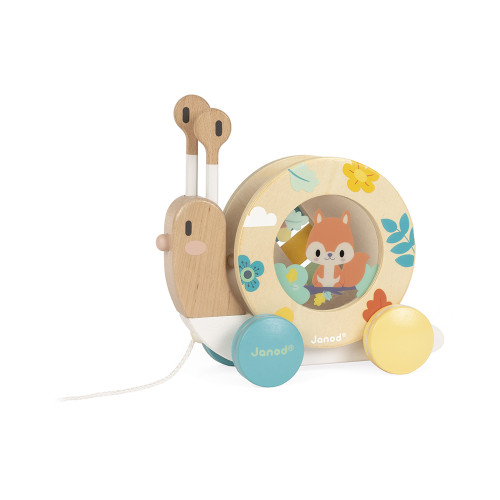Escargot à Promener Pure en bois, jouet à tirer, éveil musical sonore, motricité, enfant à partir de 12 mois JANOD