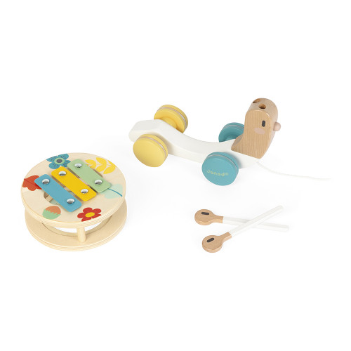 Escargot à Promener Pure en bois, jouet à tirer, éveil musical sonore, motricité, enfant à partir de 12 mois JANOD