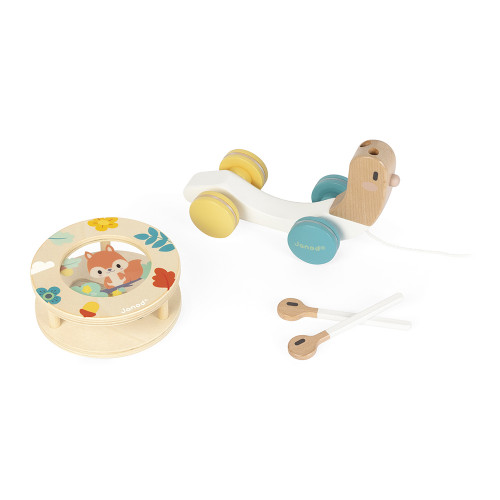 Escargot à Promener Pure en bois, jouet à tirer, éveil musical sonore, motricité, enfant à partir de 12 mois JANOD