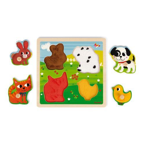 Titus Dog Puzzle 9 pieces (wood) : Toddler wooden puzzles Janod - J07066