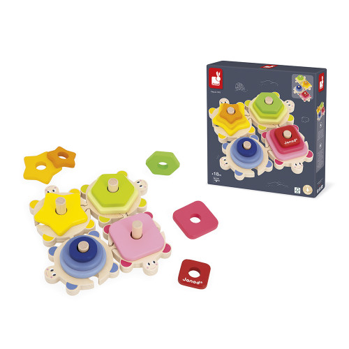 Tortues des Formes I wood en bois, éveil motricité, puzzle, pour enfant à partir de 18 mois JANOD