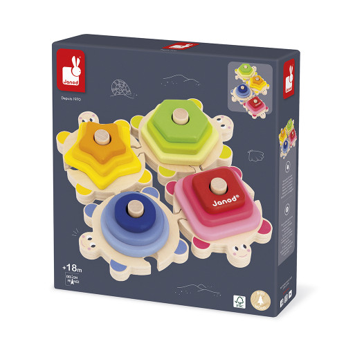 Tortues des Formes I wood en bois, éveil motricité, puzzle, pour enfant à partir de 18 mois JANOD