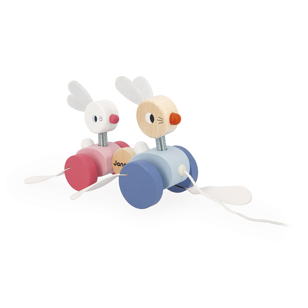 Zigolos Pull-Along Rabbits (wood) : Push & Pull toys Janod - J08207 Zigolos Pull-Along Rabbits (wood) : Push & Pull toys Janod - J08207