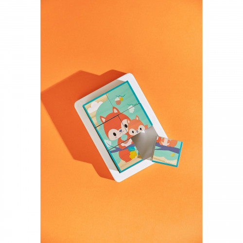 Barquette 6 Cubes Pure en bois, animaux, blocs, éveil motricité bébé, pour enfant à partir de 12 mois JANOD