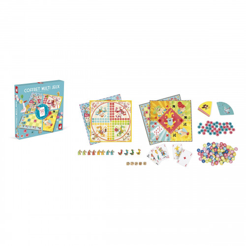 Set multigioco con giostra in legno e cartone, giochi da tavolo per bambini dai 5 anni in su