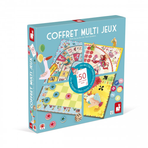 Coffret multi jeux carrousel en bois et carton jeux de société enfant à partir de 5 ans