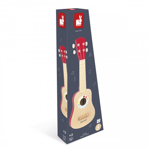 Youkoulélé Confetti en bois, ukulélé, imitation instrument de musique, éveil sonore musical, guitare, pour enfant dès 12 mois JA