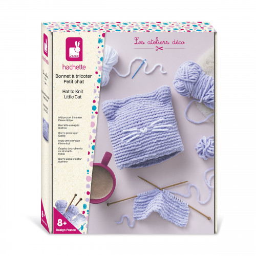Kit créatif Bonnet à tricoter petit chat pour enfant à partir de 8 ans loisir créatif JANOD