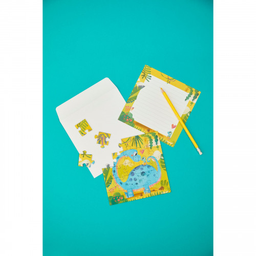 Carte puzzle en carton thème dinosaure, maman et bébé , 25 pièces JANOD