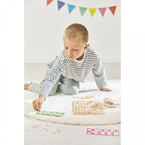 Jeu de bingo pour enfant dès 6 ans en bois, 90 boules, 90 pions et 48 grilles, JANOD