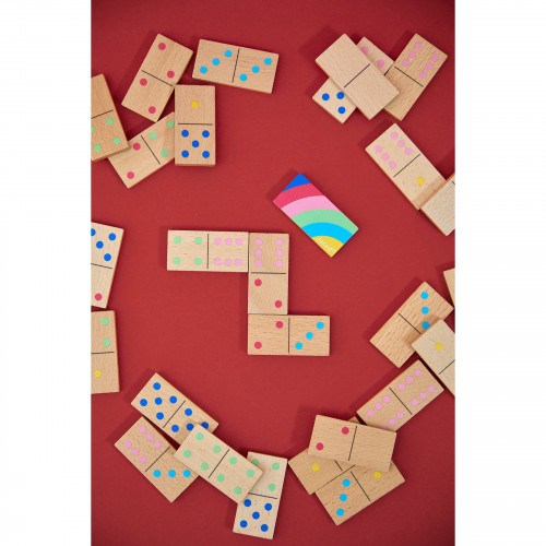 Dominos en bois colorés, 28 pièces pour enfant dès 3 ans