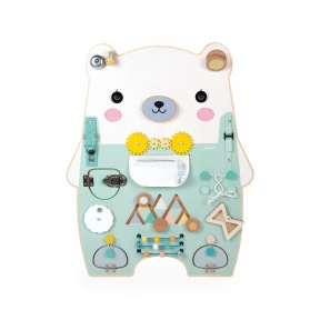 Pure wooden bear busy-board