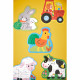 5 puzzle évolutifs en carton,thème ferme, nombre de pièces progressif: 2 à 10 pièces pour enfant dès 2 ans JANOD