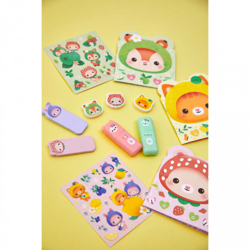 Coffret papeterie: Carnet, gomme, stickers, surligneurs, pour enfant dès 6 ans JANOD