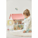 Maison de poupée en bois pour enfant dès 3 ans, colorée, 3 étages, 4 personnages et 11 pièces de mobilier incluses JANOD