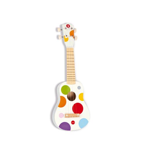 Youkoulélé Confetti en bois, ukulélé, imitation instrument de musique, éveil sonore musical, guitare, pour enfant dès 12 mois JA