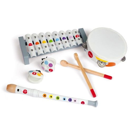 Set musical Confetti en bois, instruments imitation musique, éveil sonore, pour enfant à partir de 2 ans JANOD